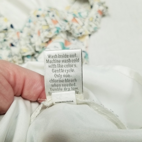 Lauren Conrad White Bird Ruffle Peplum Blouse‎ sleeveless V neck size Medium - Picture 5 of 8
